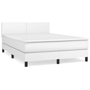 vidaXL Sommier à lattes de lit avec matelas Blanc 140x190cm Similicuir