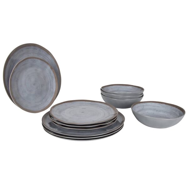 Bo-Camp Vaisselle 12 Pièces Halo Mélamine gris et terra