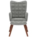 vidaXL Fauteuil relax avec tabouret en velours gris clair