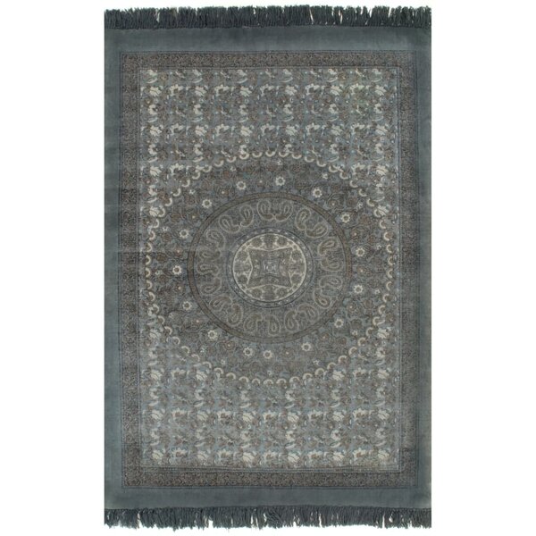 vidaXL Tapis Kilim Coton 160 x 230 cm avec motif Gris
