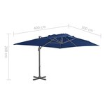 vidaXL Parasol déporté avec mât en aluminium 4x3 cm bleu azur