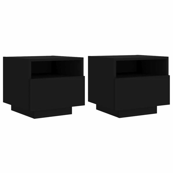 vidaXL Armoires de chevet avec lumières LED 2 Pièces noir 40x39x37 cm