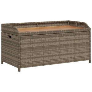 vidaXL Banc de rangement gris résine tressée et bois d'acacia