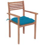 vidaXL Chaises de jardin lot de 4 avec coussins bleu clair Teck solide