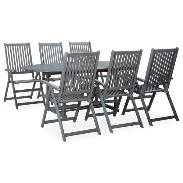 vidaXL Ensemble à manger d'extérieur 7 Pièces Bois d'acacia solide Gris