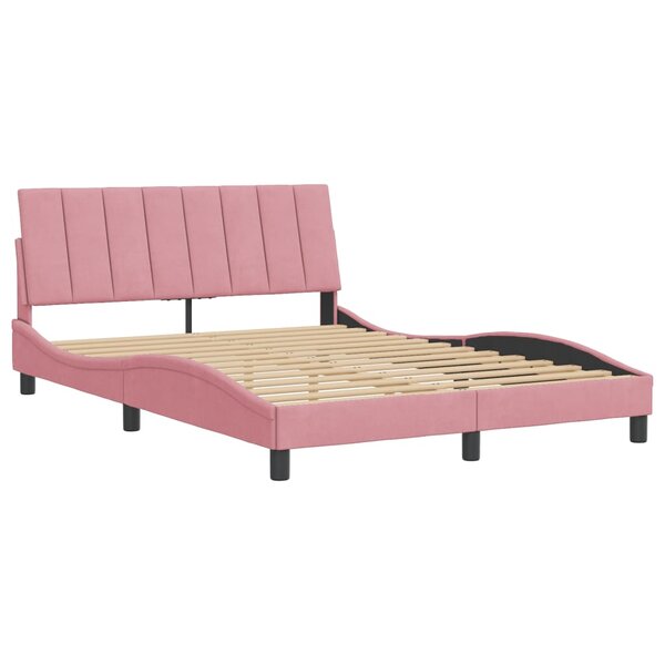 vidaXL Cadre de lit avec tête de lit Rose 140x200 cm Velours