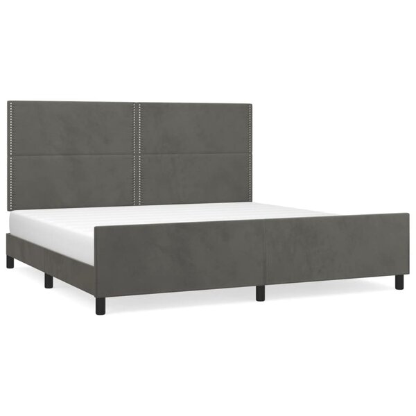 vidaXL Cadre de lit avec tête de lit Gris foncé 200x200 cm Velours