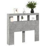 vidaXL Armoire tête de lit avec LED gris béton 120x17x102 cm