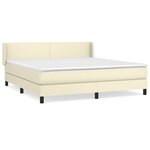 vidaXL Lit à sommier tapissier avec matelas Crème 180x200cm Similicuir