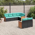 vidaXL Salon de jardin 7 Pièces avec coussins noir résine tressée