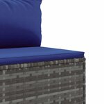 vidaXL Salon de jardin 9 Pièces avec coussins Gris Résine tressée