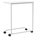 vidaXL Table d'appoint avec roues Blanc 55x35x70 cm Bois d'ingénierie