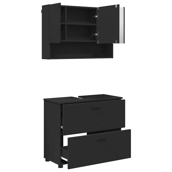 vidaXL Ensemble de mobilier de salle de bain avec tiroir 2 Pièces Noir