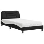 vidaXL Lit avec matelas Hvar noir et blanc 100x200 cm similicuir