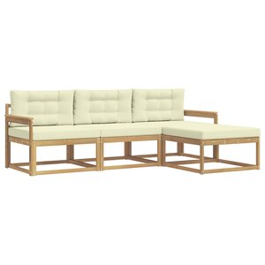 vidaXL Ensemble de canapés d'extérieur 4 Pièces Blanc et crème Polyester
