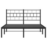 vidaXL Cadre de lit métal avec tête de lit noir 140x190 cm