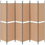 vidaXL Paravent à 6 panneaux Beige 300 x 200 cm Tissu