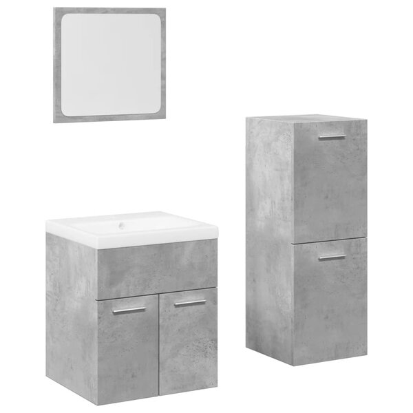 vidaXL Ensemble de meubles de salle de bain 4 Pièces gris béton