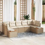 vidaXL Ensemble de canapé de jardin avec coussin 7 Pièces beige et crème