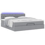 vidaXL Lit ottoman avec matelas et LED Gris clair 180x200 cm tissu