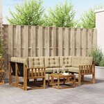 vidaXL Ensemble de canapés d'extérieur 7 Pièces Naturel et Beige