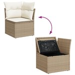 Ensemble de Canapé de Jardin 5 Pièces avec Coussins Beige Poly Rotin Acacia