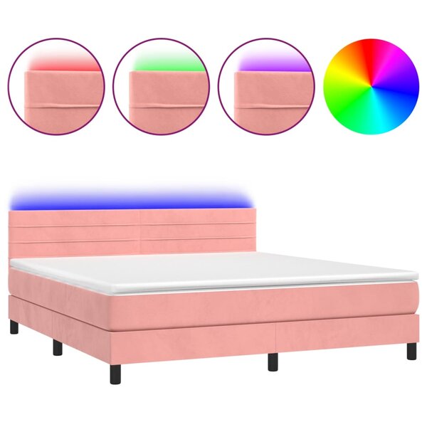 vidaXL Sommier à lattes de lit avec matelas et LED Rose 160x200 cm