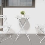 vidaXL Table bistrot Blanc Ø 50 x 71 cm Acier revêtu de poudre