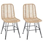vidaXL Chaise de salle à manger 2 Pièces Naturel 44 x 47 x 85 cm