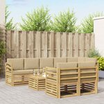 vidaXL Ensemble de canapés d'extérieur 9 Pièces Blanc et Beige