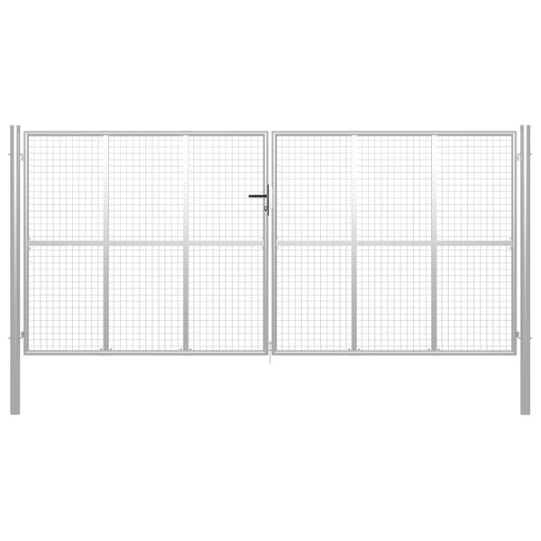 vidaXL Porte de jardin Acier galvanisé 415x225 cm Argenté