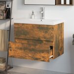 vidaXL Meuble lavabo avec bassin intégré Chêne fumé Bois d'ingénierie