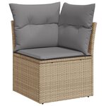 vidaXL Salon de jardin avec coussins 7 Pièces beige résine tressée