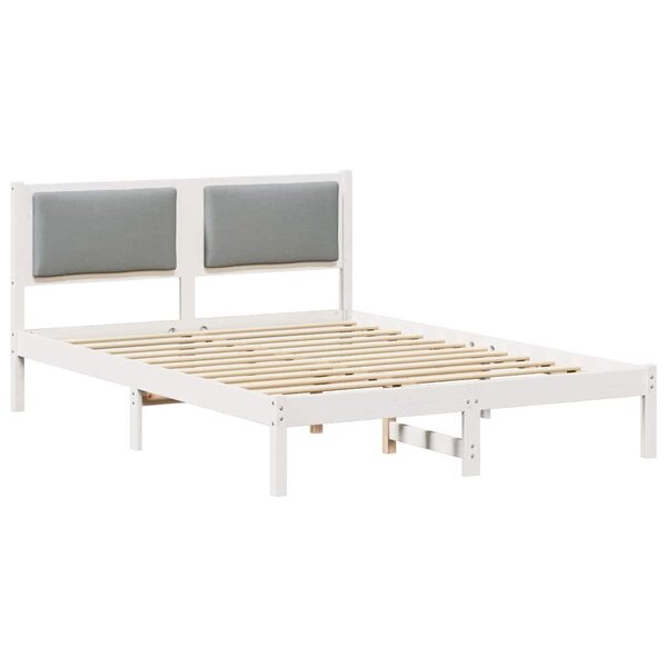 vidaXL Cadre de lit Gris clair 135 x 190 cm Pin massif