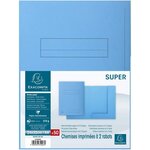 Paquet de 50 chemises imprimées 2 rabats SUPER 210 - 24x32cm Bleu clair EXACOMPTA