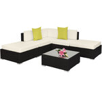 Tectake Canapé de jardin PARIS modulable 5 places - noir