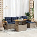 vidaXL Salon de jardin avec coussins 6 Pièces gris résine tressée acacia