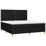 vidaXL Sommier à lattes de lit et matelas et LED Noir 180x200 cm Tissu