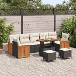 vidaXL Ensemble de canapé de jardin avec coussin 10 Pièces Noir et crème