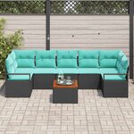 vidaXL Ensemble de canapé de jardin avec coussin 8 Pièces Noir polyrotin