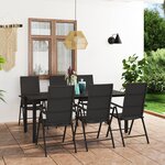 vidaXL Ensemble à manger de jardin 7 Pièces noir