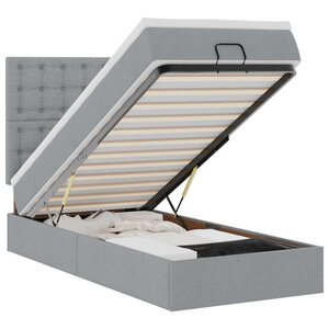 vidaXL Lit ottoman avec matelas gris clair 100x200 cm tissu