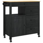 vidaXL Chariot de cuisine MONZA Noir 84 x 40 x 88 5 cm