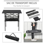 Table pliante table de camping table de jardin filet rangement + sac transport plateau alu. châssis métal époxy noir