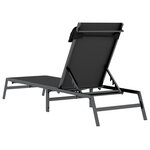 vidaXL Chaise Longue Noire Acier  Textilène Simple Accoudoirs réglables
