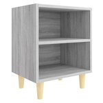 vidaXL Table de chevet avec pieds en bois Sonoma gris 40x30x50 cm