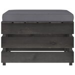 vidaXL Salon de jardin 3 Pièces avec coussins Bois imprégné de gris