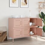 vidaXL Buffet rose 100 5x39x79 cm acier