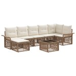 vidaXL Ensemble de canapé de jardin 8 Pièces Beige polyrotin