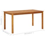 vidaXL Table de jardin 140x80x74 cm Bois d'acacia massif